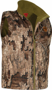 Camouflage hunting vest with zipper front