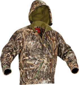 Camouflage hooded hunting jacket