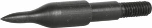 Archery bullet point arrowhead, black, threaded end.