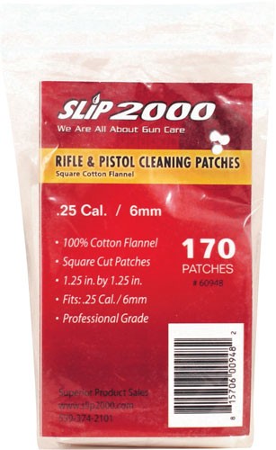 SLIP 2000 CLEANING PATCHES - 1.25" SQUARE 25CAL/6MM 170-BA