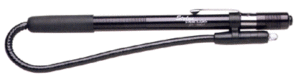 Black stylus with flexible neck and clip.