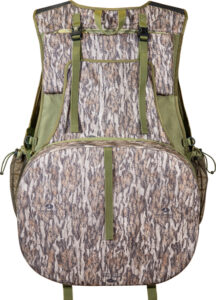 Camouflage hunting vest with storage pockets.