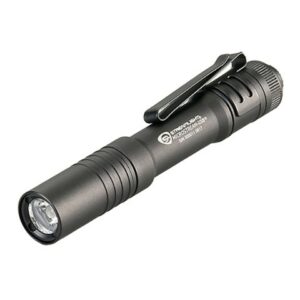 Compact black flashlight with clip