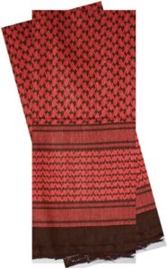 Red keffiyeh with black houndstooth pattern