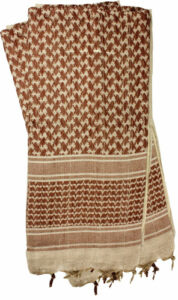 Traditional red and white patterned keffiyeh scarf