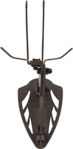 Metal wall-mounted bow holder, brown color.
