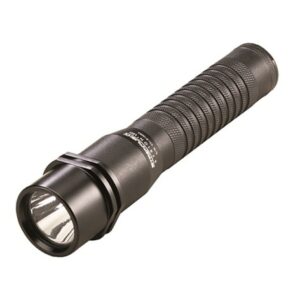 Black flashlight with textured handle