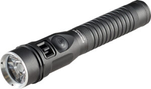 Black LED flashlight with textured grip