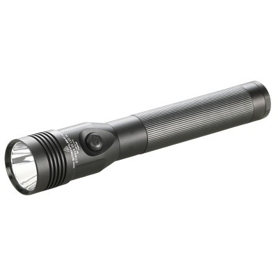 Black LED flashlight with ribbed handle