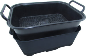 Black plastic tub with handles