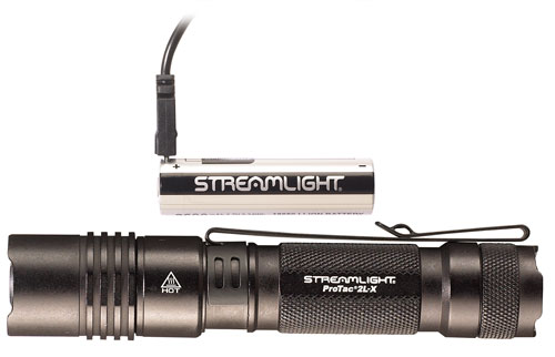 Streamlight ProTac flashlight with rechargeable battery.