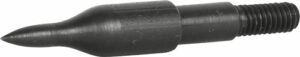 Black pointed metal arrowhead tip close-up