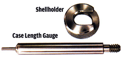 Shellholder and case length gauge for reloading