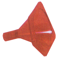 Red plastic funnel for pouring liquids