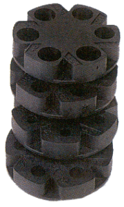 Stacked black industrial coupler components