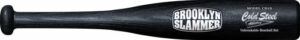 Black Brooklyn Slammer baseball bat with logo