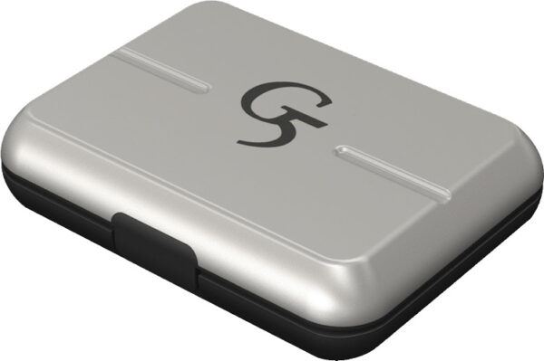 Silver G5 branded wireless router on white background.