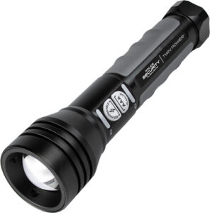 Black tactical flashlight with buttons