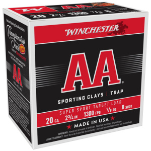 WINCHESTER AA 20GA 2.75" 7/8OZ - #8 1300FPS 250RD CASE LOT