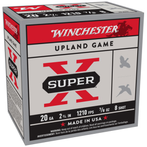 WINCHESTER SUPER-X 20GA 2.75" - 7/8OZ #8 1210FPS 250RD CASE