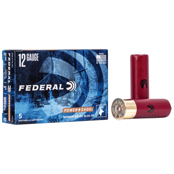 FED PWRSHK 12GA 3" MG RFL SLUG 5/250