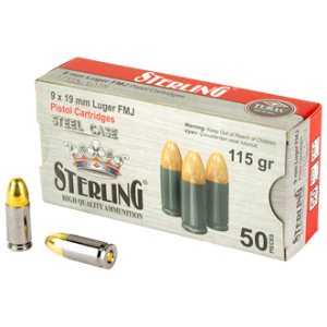 STERLING 9MM 115GR FMJ STEEL 50/1500