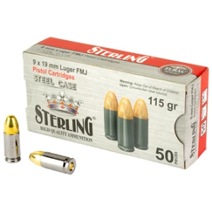 STERLING 9MM 115GR FMJ STEEL 50/1500