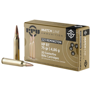 PPU .223 REM MATCH 75GR HPBT 20/1000