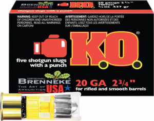 Brenneke KO 20 gauge shotgun slugs packaging.