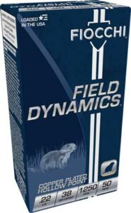 Fiocchi Field Dynamics ammunition box, .22 LR caliber.