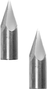 Two metallic pen nibs for calligraphy writing.