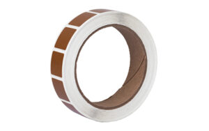 Brown adhesive tape roll with white sections