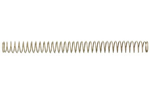 Long metal coil spring on white background