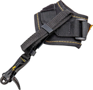 Black archery wrist release with clip hook