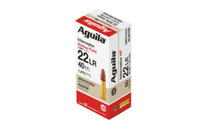 Box of Aguila .22 LR hollow point ammunition.