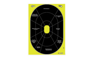 Shooting target with labeled impact zones