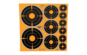 Shooting targets with concentric circles on orange background
