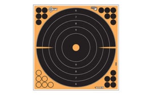 Orange and black shooting target with circles