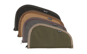 Four soft pistol cases in different colors.