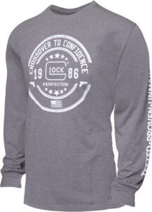 Gray long-sleeve shirt with logo design
