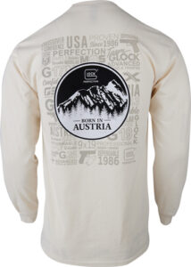 Long-sleeve shirt with Austria mountain design.
