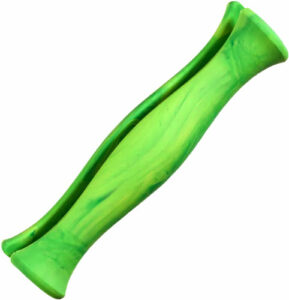 Green silicone fidget toy with ridged texture