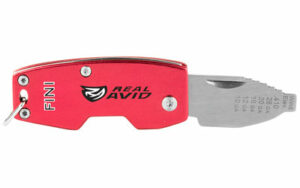 Red multi-tool knife with branding