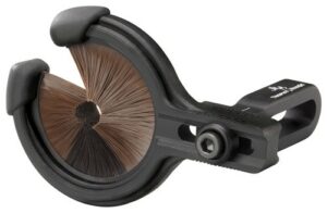 Archery arrow rest with bristle containment system.