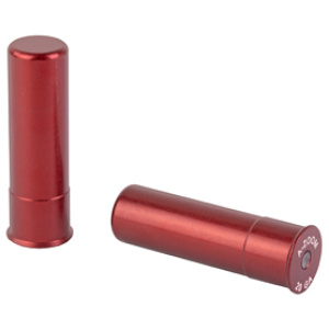 Red shotgun shell snap caps on white background