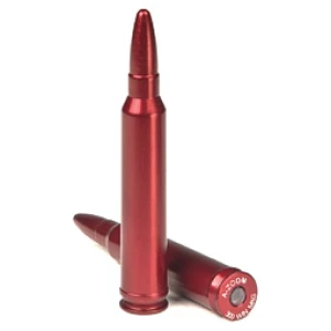 Red dummy bullets for training purposes.