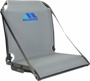 Gray Millennium Marine boat seat with straps