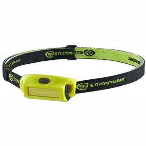 Yellow Streamlight headlamp with black strap