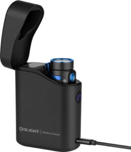 Portable flashlight with wireless charger and USB cable