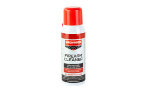 Red-capped firearm cleaner spray bottle